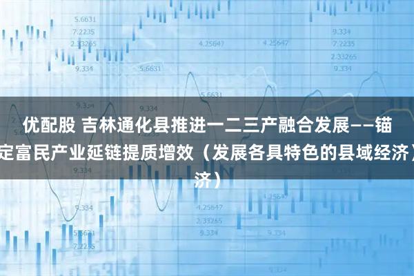 优配股 吉林通化县推进一二三产融合发展——锚定富民产业延链提质增效（发展各具特色的县域经济）
