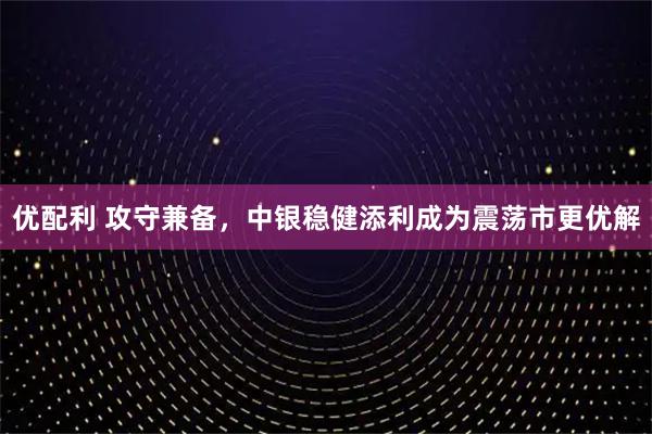 优配利 攻守兼备，中银稳健添利成为震荡市更优解